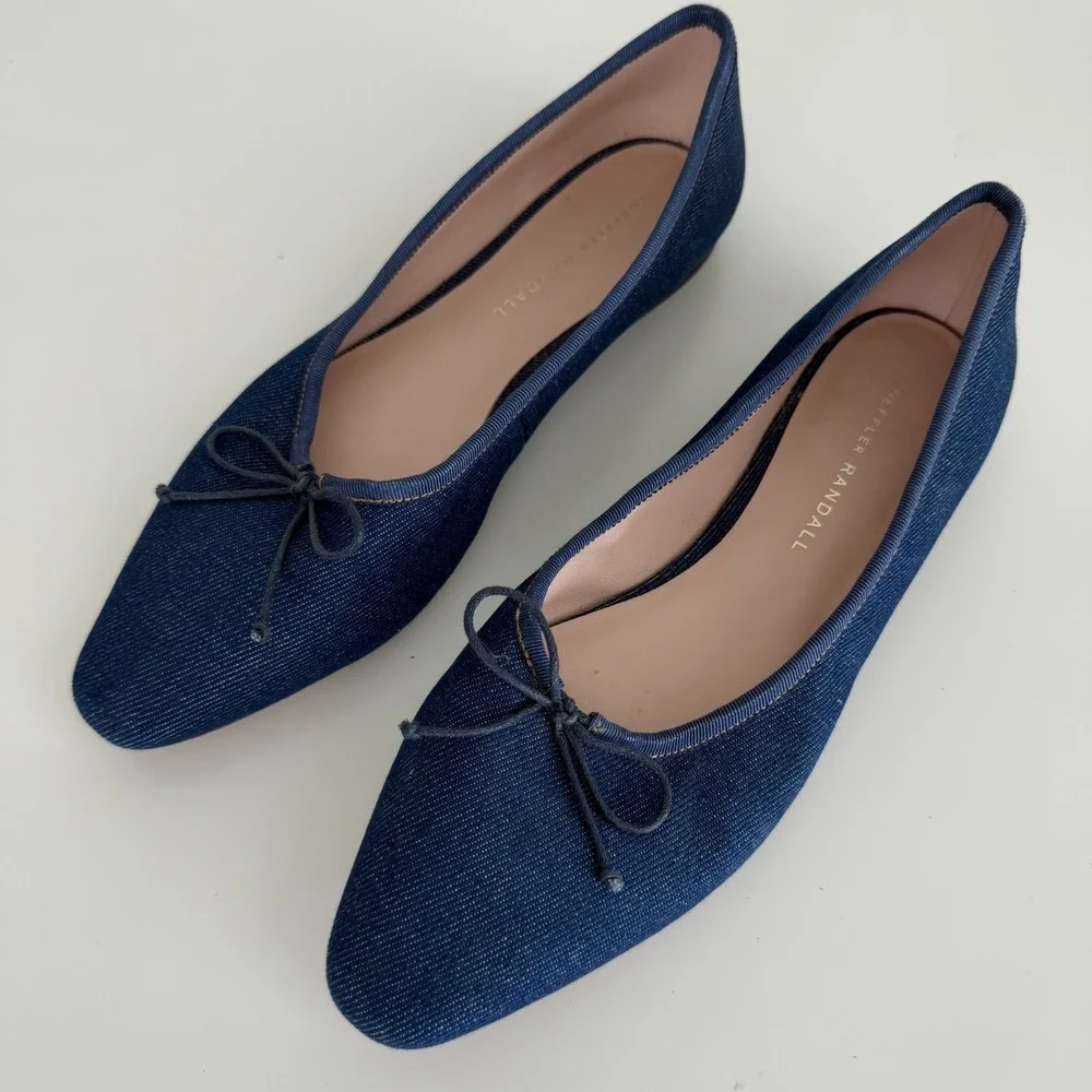Loeffler Randall Ballet Flat Womens 7.5 B Blue Denim Georgie Minimalist Luxury